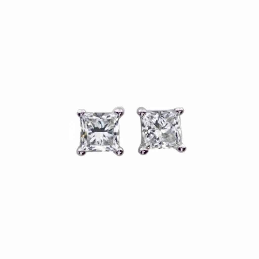 14kt Gold 0.20ct Princess Cut Lab Grown Diamond Stud Earrings